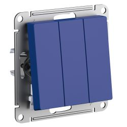 Выключатель 3-клавишный Systeme Electric Atlas Design аквамарин, картинка