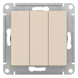 Выключатель 3-клавишный Schneider Electric Atlas Design бежевый, фото