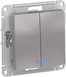 Выключатель 2-клавишный Schneider Electric Atlas Design ATN000353 алюминий, изображение