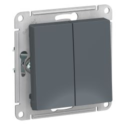 Выключатель 2-клавишный Systeme Electric Atlas Design 1240418 грифель, фотография