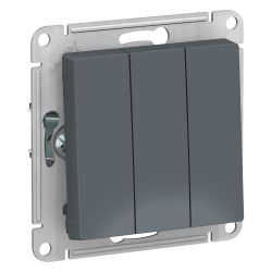 Выключатель 3-клавишный Systeme Electric Atlas Design грифель, вид