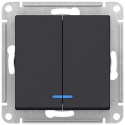 Выключатель 2-клавишный Schneider Electric Atlas Design ATN001053 карбон, фотография