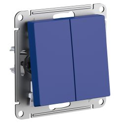 Выключатель 2-клавишный Systeme Electric Atlas Design аквамарин, детальное фото