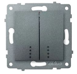 Выключатель 2-клавишный OVIVO 600-000211-203 дымчатый, вид