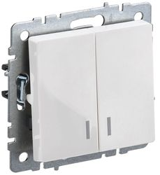 Выключатель 2-клавишный IEK BRITE BR-V20-1-10-K01 белый, детальное фото