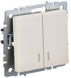 Выключатель 2-клавишный IEK BRITE BR-V20-1-10-K10 бежевый, картинка