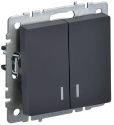 Выключатель 2-клавишный IEK BRITE BR-V20-1-10-K53 графит, картинка