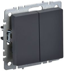 Выключатель 2-клавишный IEK BRITE BR-V22-0-10-K53 графит, крупный план