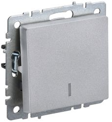 Выключатель 2-клавишный IEK BRITE BR-V10-1-10-K47 алюминий, фотография