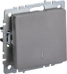 Выключатель 1-клавишный IEK BRITE BR-V10-1-10-K46 сталь, крупный план
