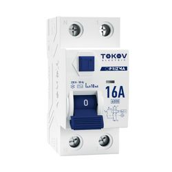 Выключатель дифференциального тока (УЗО) 2П (1P+N) 16А 10мА тип AC 6кА TOKOV ELECTRIC, крупный план