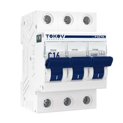 Выключатель автоматический модульный 3П 16А 4.5кА х-ка C TOKOV ELECTRIC TKE-PZ45-MCBI-3-16-C, детальное фото
