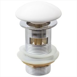 Выпуск - донный клапан для умывальника 1.1/4", клик-клак с переливом (белый), вид