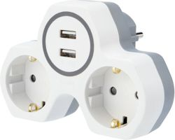Двойник+2 USB порта REXANT белый, детальное фото