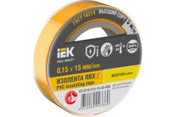 Изолента IEK 0,15х15 мм желтая 5 м, фотография