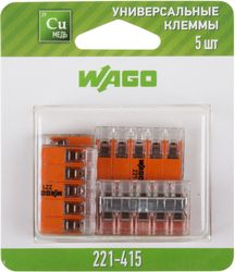 Самозажимные клеммы Wago 07-5165-05 5 проводов 5 шт, крупный план