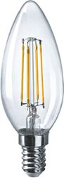 Светодиодная лампа Filament свеча 1хЕ14х6 Вт 4000К, крупный план