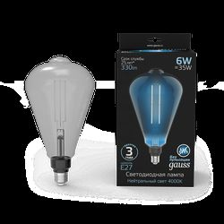 Лампа Gauss Filament ST164 6W 330lm 4000К Е27 gray straight LED 1/6, фотография