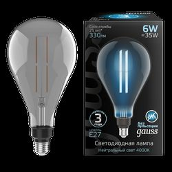 Лампа Gauss Filament PS160 6W 330lm 4000К Е27 gray straight LED 1/6, фотография