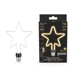 Лампа Gauss Filament Artline Star 7W 580lm 2700К Е27 milky LED 1/10/100, крупный план
