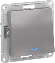 Переключатель 1-клавишный Schneider Electric Atlas Design ATN000363 алюминий, изображение