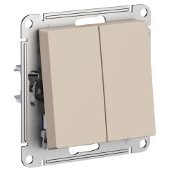 Переключатель 2-клавишный Systeme Electric Atlas Design 1712777 песочный, крупный план