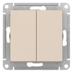 Переключатель 2-клавишный Schneider Electric Atlas Design ATN000265 бежевый, вид