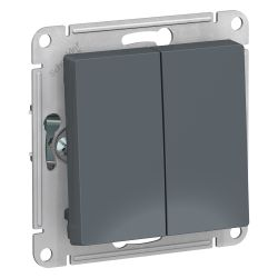 Переключатель 2-клавишный Systeme Electric Atlas Design 1240423 грифель, крупный план