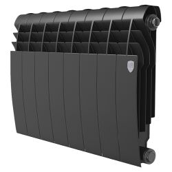Радиатор секционный биметаллический Royal Thermo BiLiner 350 Noir Sable боковое 8 секций, крупный план