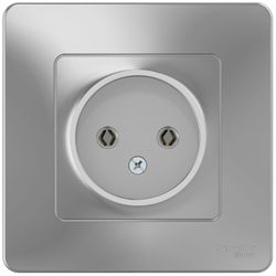 Розетка электрическая 1 пост Schneider Electric BLANCA алюминий, крупный план