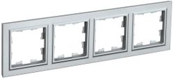 Рамка 4 поста IEK BRITE алюминий, картинка
