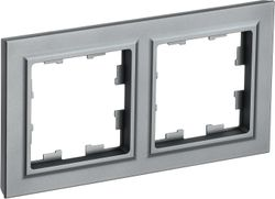 Рамка 2 поста IEK BRITE BR-M22-K46 сталь, крупный план