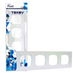 Рамка 4 поста TOKOV ELECTRIC PIXEL перламутр, изображение