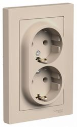 Розетка электрическая 2 поста Systeme Electric Atlas Design песочный 1712758, детальное фото