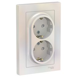 Розетка электрическая 2 поста Systeme Electric Atlas Design жемчуг 1240275, фотография