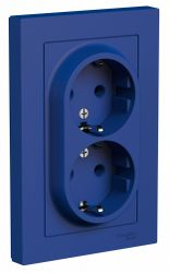 Розетка электрическая 2 поста Systeme Electric Atlas Design аквамарин 1712713, фото