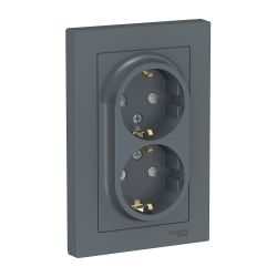 Розетка электрическая 2 поста Systeme Electric Atlas Design грифель 1240404, детальное фото