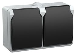 Розетка электрическая 2 поста IEK ФОРС серый, вид