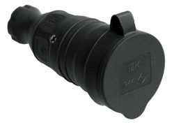 Розетка с защитной крышкой переносная IEK ОМЕГА РБп13-1-0м IP44 каучук, детальное фото
