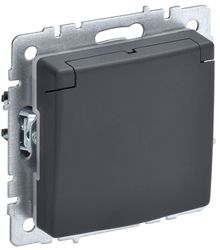 Розетка электрическая IEK BRITE BR-R16-16-K53 графит, крупный план