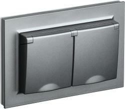 Розетка электрическая IEK BRITE BR-R26-16-44-K46-F сталь, фотография