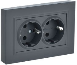 Розетка электрическая IEK BRITE BR-R24-16-K53-F графит, изображение