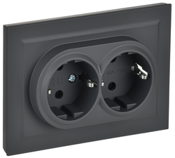 Розетка электрическая IEK BRITE BR-R24-16-K53-F графит, картинка