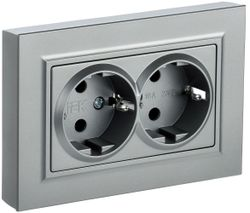 Розетка электрическая IEK BRITE BR-R24-16-K47-F алюминий, изображение