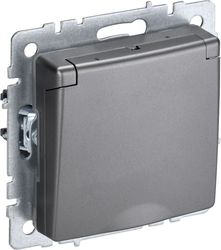 Розетка электрическая IEK BRITE BR-R16-16-K46 сталь, картинка