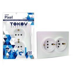 Розетка электрическая 2 поста TOKOV ELECTRIC PIXEL перламутр, вид