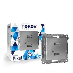 Розетка USB 2 поста TOKOV ELECTRIC PIXEL алюминий, фото