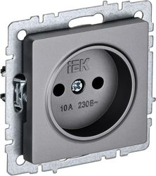 Розетка электрическая 1 пост IEK BRITE сталь, крупный план