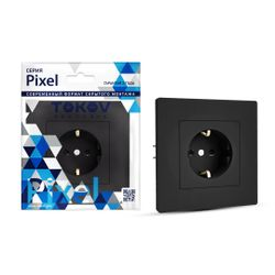 Розетка электрическая TOKOV ELECTRIC PIXEL 1792326 карбон, фото