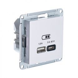 Розетка USB 1 пост Systeme Electric Atlas Design жемчужный, вид